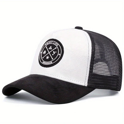Unisex Mesh Snapback Cap – “ENJOY LIFE” Letter Patch Breathable Summer Trucker Hat