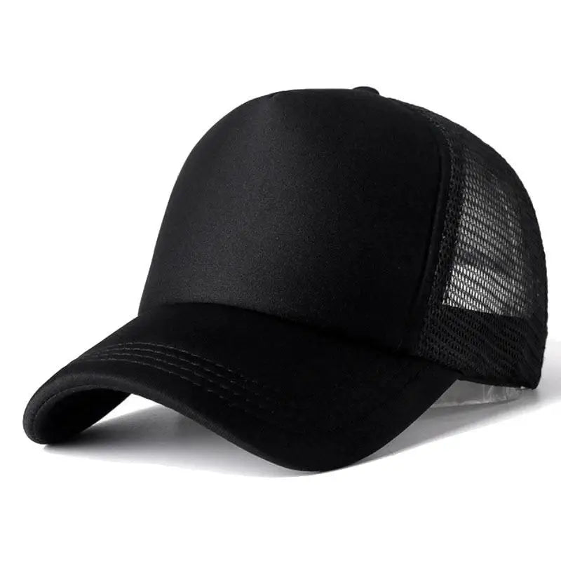 COKK Mesh Baseball Cap Adjustable Snapback Hats For Women Men Unisex Hip Hop Trucker Cap Dad Hat Sponge Soft Breathable Black