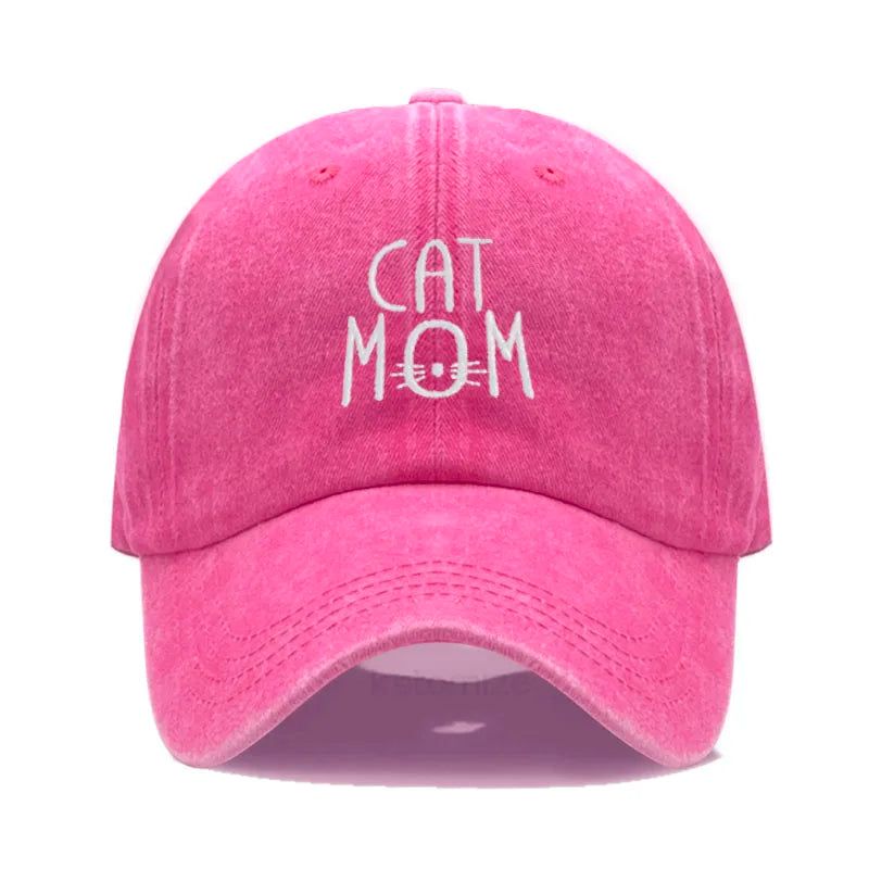 CAT MOM Embroidered Baseball Cap for Women Men Fashion Adjustable Soft Washed Cotton Dad Hat Unisex Classic Golf Caps