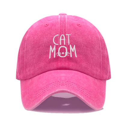 CAT MOM Embroidered Baseball Cap for Women Men Fashion Adjustable Soft Washed Cotton Dad Hat Unisex Classic Golf Caps