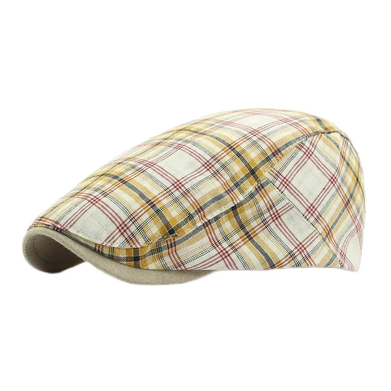 Spring Summer Dopamine Plaid Beret Duck Tongue Forward Hat British Style Visor Summer Hats for Women Men Sun Hats Dad's Hat Gift