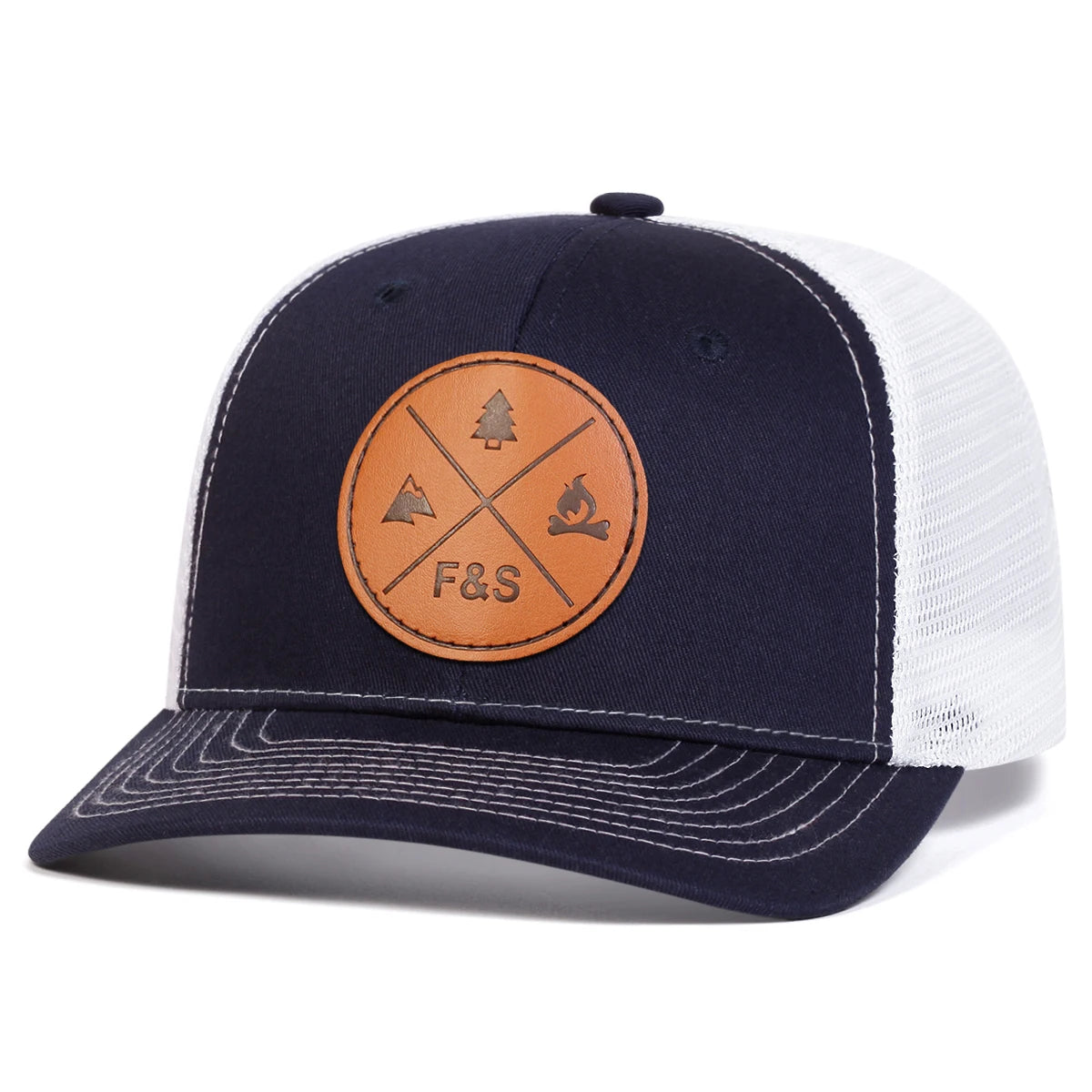 Unisex F&S Round Leather Label Baseball Net Caps Spring and Summer Outdoor Adjustable Casual Hats Sunscreen Hat