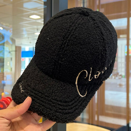 Autumn Winter Embroidery Letter Baseball Cap Cold proof Cap  Men Women Baseball Caps