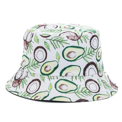 Hot Sale Unisex Bucket Hats Summer Double-sided Wear Fruit Printing Women Cap Outdoor Sun Hat Men Classic Panama Bucket Hat