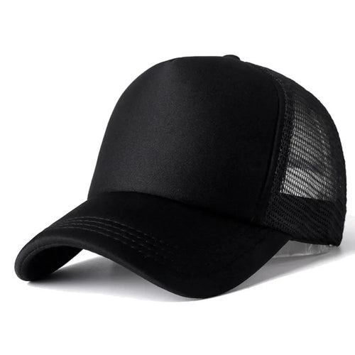 COKK Mesh Baseball Cap Adjustable Snapback Hats For Women Men Unisex Hip Hop Trucker Cap Dad Hat Sponge Soft Breathable Black