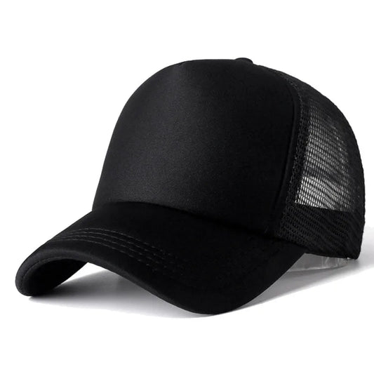 COKK Mesh Baseball Cap Adjustable Snapback Hats For Women Men Unisex Hip Hop Trucker Cap Dad Hat Sponge Soft Breathable Black