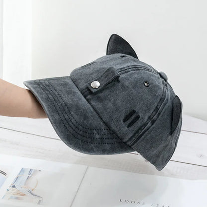 New Cat Ears Sunglasses Baseball Cap Y2K Cotton Washed Pilot Snapback Caps Gorras Women And Men Outdoor Sunshade Sun Hats Unisex