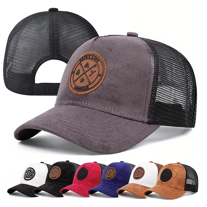 Unisex Mesh Snapback Cap – “ENJOY LIFE” Letter Patch Breathable Summer Trucker Hat