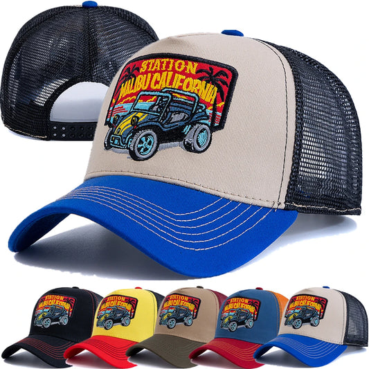 Unisex Summer Fishing Cap Breathable Mesh Trucker Hat Men Women Big Truck Embroidered Snapback Outdoor Fishing Hat