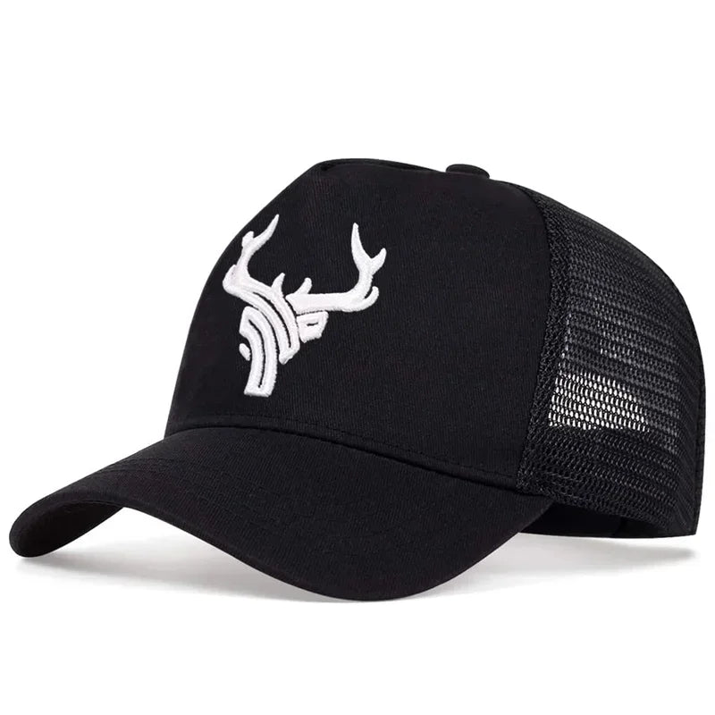 Unisex Animal Antlers Embroidery Baseball Net Caps Spring and Summer Outdoor Adjustable Casual Hats Sunscreen Hat Sports Cap