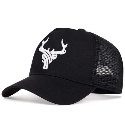Unisex Animal Antlers Embroidery Baseball Net Caps Spring and Summer Outdoor Adjustable Casual Hats Sunscreen Hat Sports Cap