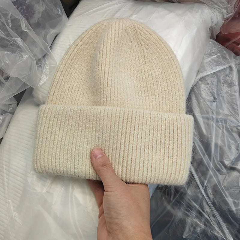 Winter Hats For Women Men Unisex Beanies Luxury Rabbit Fur Thermal Hat Soft Thick Keep Warm Casual Bonnet Baggy Cap New