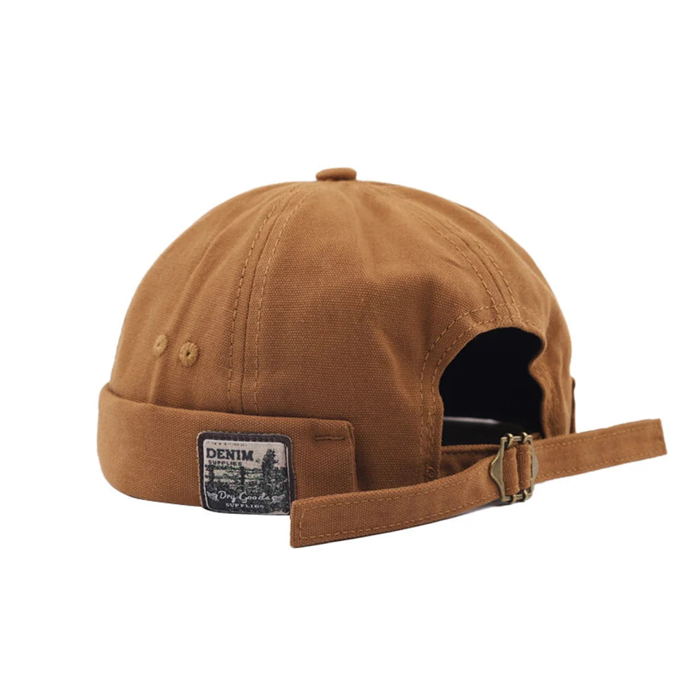 Unisex Brimless Melon Cap – Retro Letter Solid Color Docker Beanie Street Hip Hop Hat