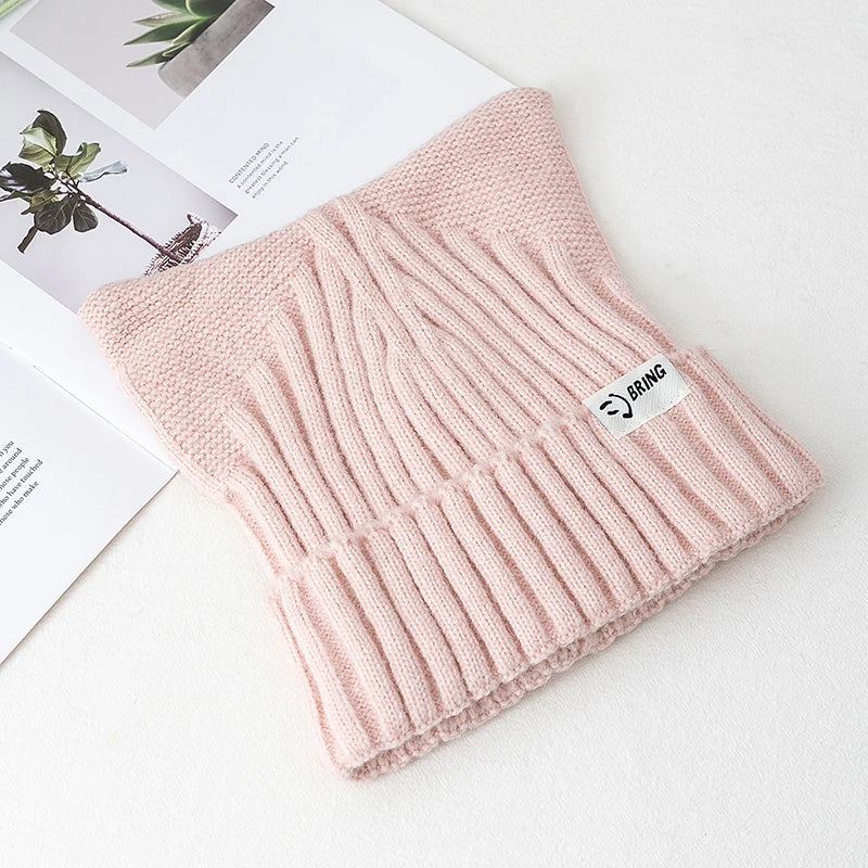 Hot Sale Cute Chic Hat Cat Ear Kpop Style Beanie Hat Sweet Autumn/Winter Hats For Women Street Simple Colors Warm Hats For Girl