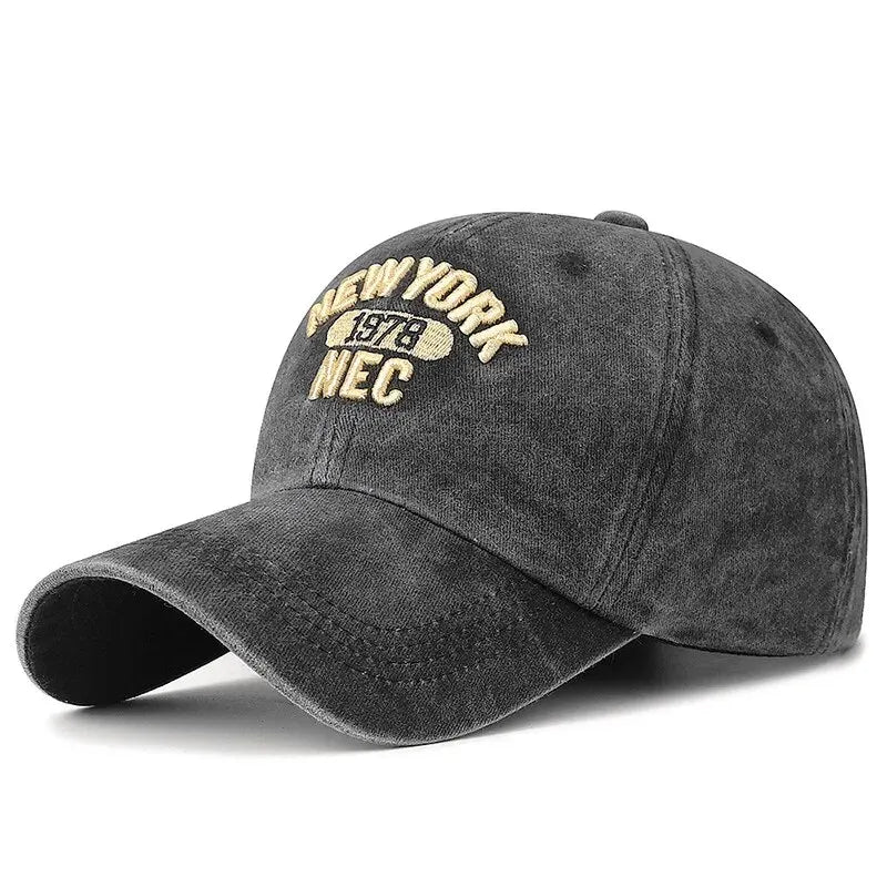 Unisex Washed Cotton Baseball Cap Korean Style Embroidered Letter Soft Top Hat