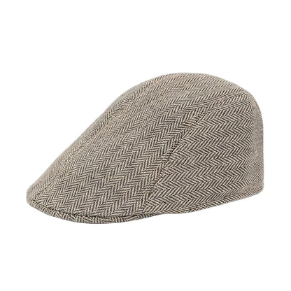 Fall Winter Men Beret Pu Plaid Peaked Forward Cap for The Middle Elderly Men Dad Grandpa Thick Ear Protection Military Hat Beret