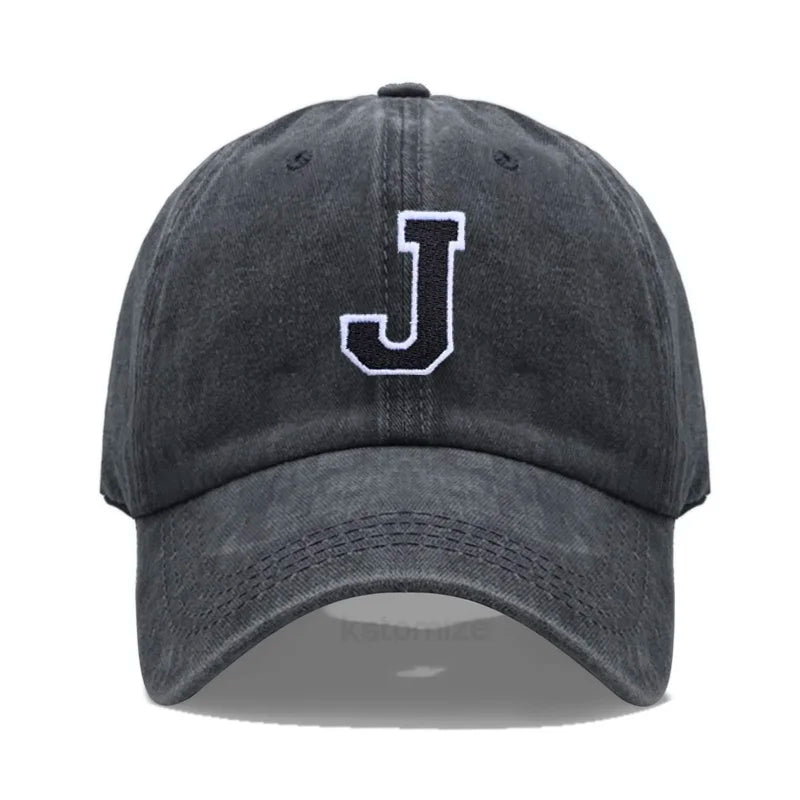 Initial Letter A-Z Embroider Baseball Cap For Men Womne Washed Cotton Dad Hat Fashion Team Sport Visors Snapback Caps