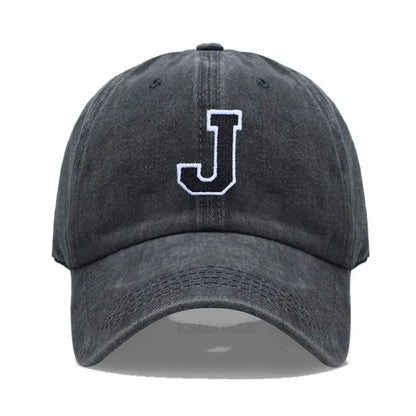 Initial Letter A-Z Embroider Baseball Cap For Men Womne Washed Cotton Dad Hat Fashion Team Sport Visors Snapback Caps