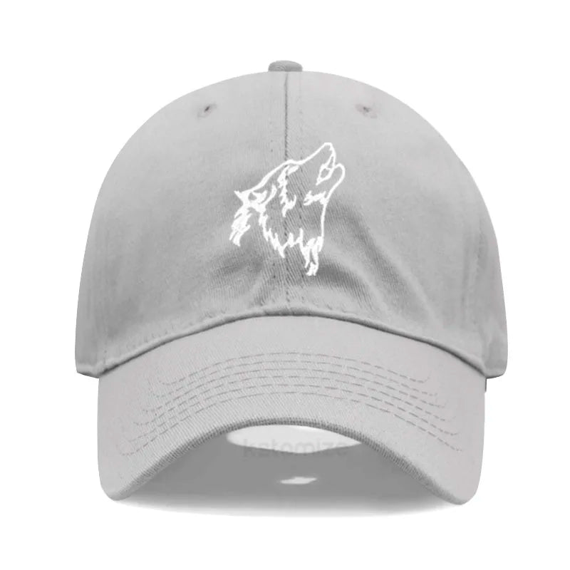 Women's Baseball Cap Men's Washed Cotton Wolf Howl Embroidery Embroidery Dad Hat Sport Golf Caps For Man Sun Hats Dropshipping