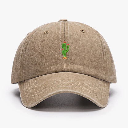 Mini Cactus Embroidery vintage soft Baseball caps Men Women Water Washed Hat Sports Fishing Dad Visor Summer Autumn Peaked cap