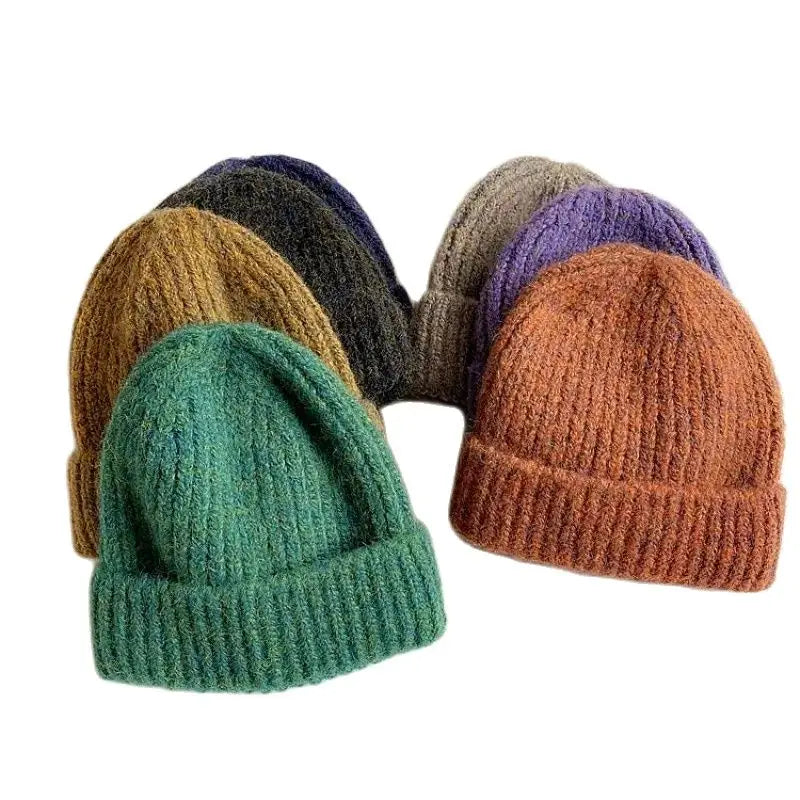 Purple Hat Versatile Knitted Hat, Fashionable Foreign-style Melon Fur Hat, Wool Hat