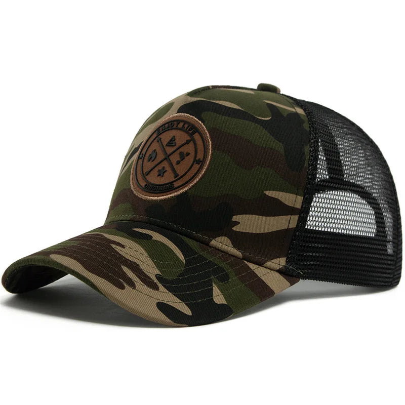 Unisex Mesh Snapback Cap – “ENJOY LIFE” Letter Patch Breathable Trucker Hat