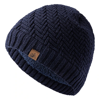 Unisex Peak Labal Winter Hats Fashion Outdoor Knitted Hats For Men And Women Beanie Cap Plush Fur Lined Warm Sports Hats
