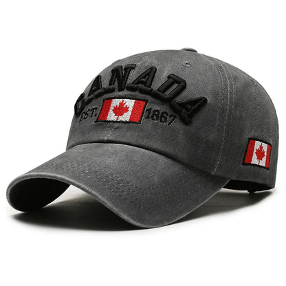 Unisex Washed Cotton Vintage Cap High Quality CANADA Letter Embroidery Baseball Cap Men And Women Outdoor Sports Hats