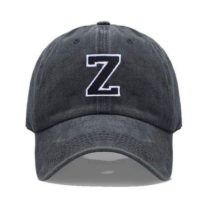 Initial Letter A-Z Embroider Baseball Cap For Men Womne Washed Cotton Dad Hat Fashion Team Sport Visors Snapback Caps