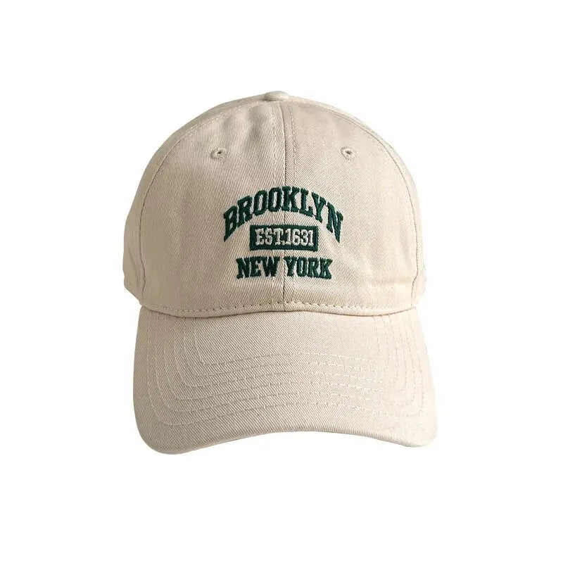 Unisex Korean Embroidered Letter Baseball Cap Burgundy Street Style Summer Hat