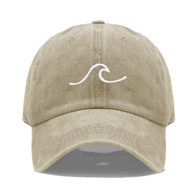 Men's Baseball Cap Women's Washed Cotton Waves Embroidery Embroidery Dad Hat Sport Golf Caps For Man Sun Hats Dropshipping