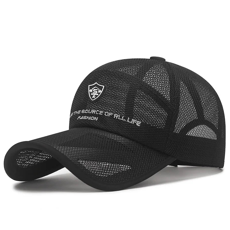 New Summer Women Men Fishing Mesh Sun Hat Caps Female Male Black White Mesh Outdoor Sport Baseball Hats Cap For Women Men