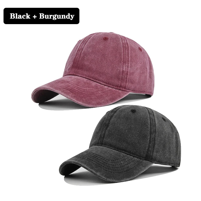 Unisex Vintage Washed Cotton Baseball Cap – Adjustable Breathable Solid Color Dad Hat