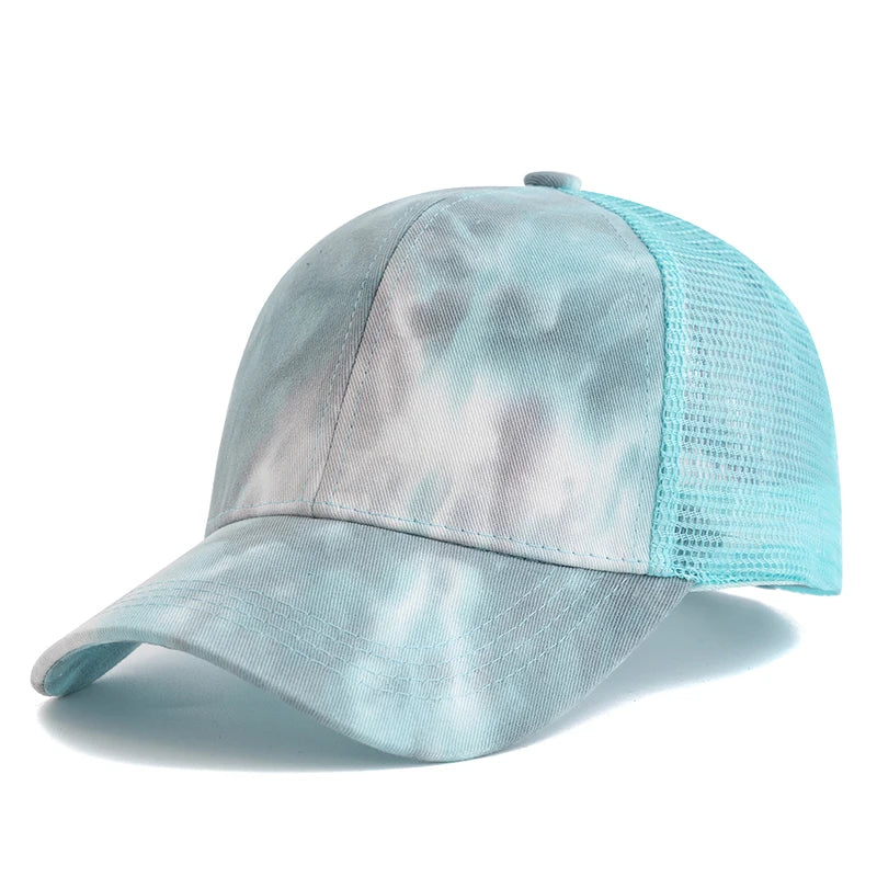 New Women Ponytail Cap Tie Dyeing Design Baseball Cap Female Streetwear Trucker Hats