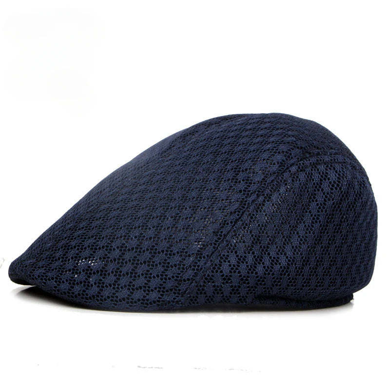 Korean Version of Men's and Women's Berets Solid Color Hollow Mesh Caps Forward Caps Breathable Summer Sun Hats