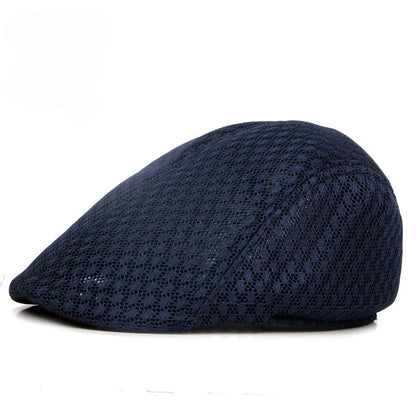 Korean Version of Men's and Women's Berets Solid Color Hollow Mesh Caps Forward Caps Breathable Summer Sun Hats