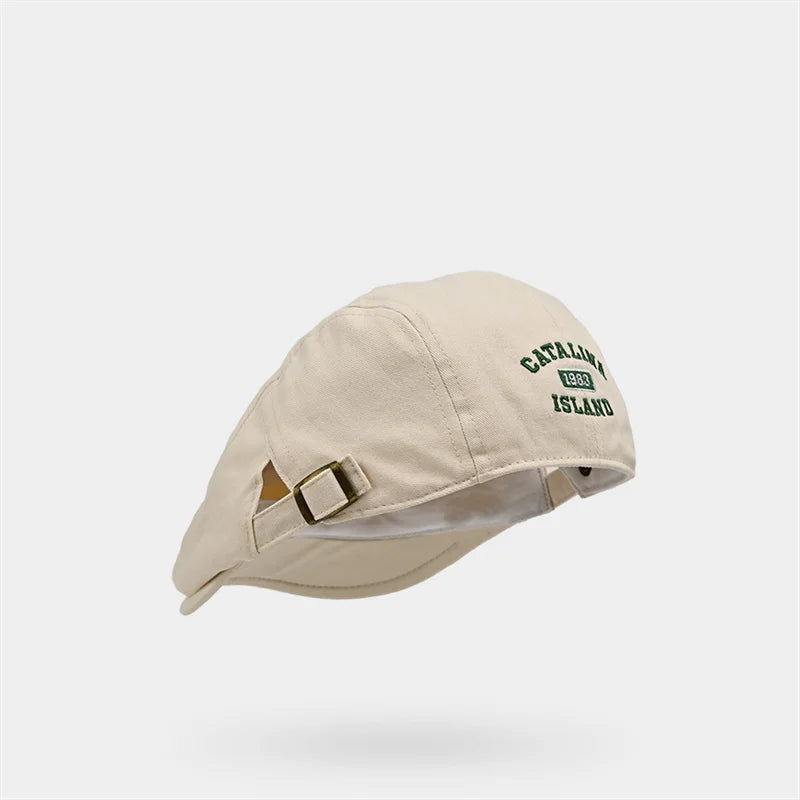 Unisex Letter Embroidery Beret Flat Cap – Vintage Cotton Gatsby Newsboy Hat