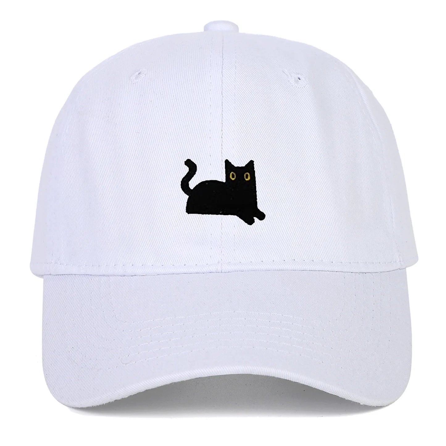 New Cute Cat Embroidery Soft Top Baseball Cap Men and Women Summer Visor Outdoor Hip Hop Dad Hat Black