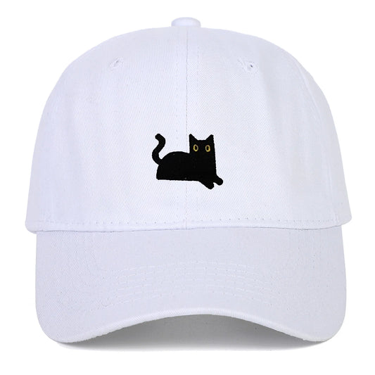 New Cute Cat Embroidery Soft Top Baseball Cap Men and Women Summer Visor Outdoor Hip Hop Dad Hat Black