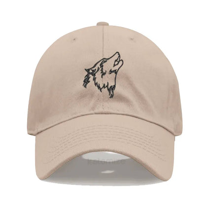 Women's Baseball Cap Men's Washed Cotton Wolf Howl Embroidery Embroidery Dad Hat Sport Golf Caps For Man Sun Hats Dropshipping