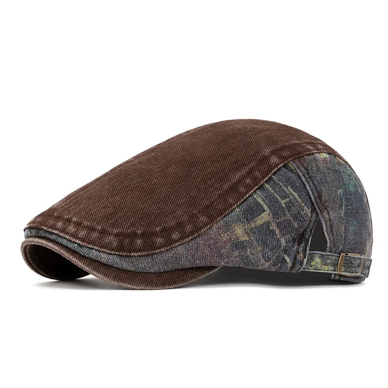 Unisex Wash Cotton Beret – Retro Adjustable Newsboy Flat Cap (Spring Summer Casual Painter Style Hat)