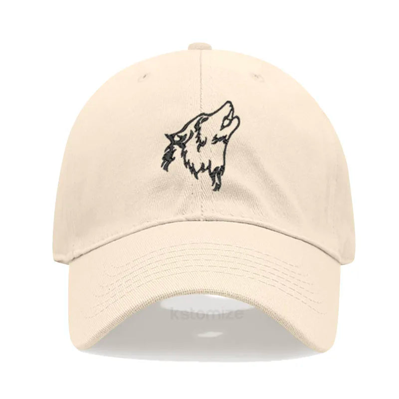 Women's Baseball Cap Men's Washed Cotton Wolf Howl Embroidery Embroidery Dad Hat Sport Golf Caps For Man Sun Hats Dropshipping