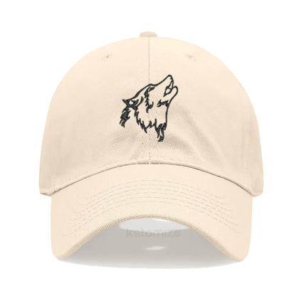 Women's Baseball Cap Men's Washed Cotton Wolf Howl Embroidery Embroidery Dad Hat Sport Golf Caps For Man Sun Hats Dropshipping