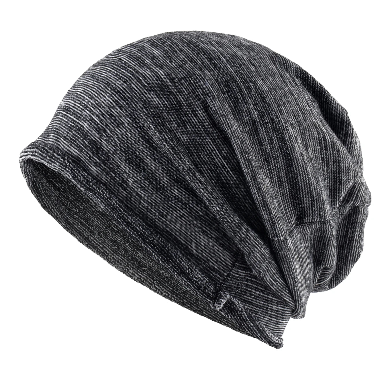 Striped Slouch Beanie Hat For Men Women Single Layer Knitted Highly Elastic Hats Chemo Bonnet Beanies For Large Head Size