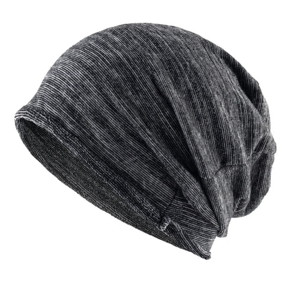 Striped Slouch Beanie Hat For Men Women Single Layer Knitted Highly Elastic Hats Chemo Bonnet Beanies For Large Head Size