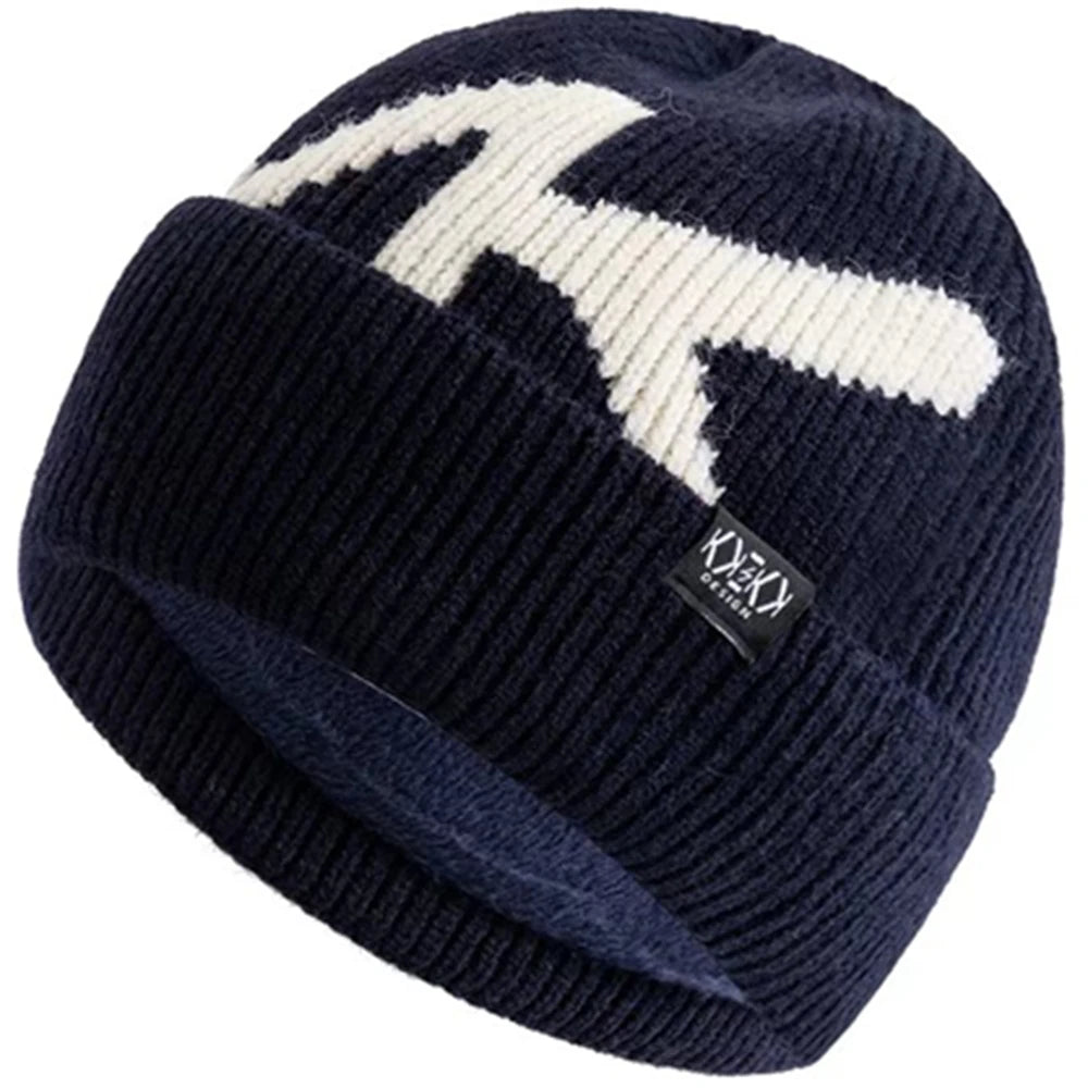 Hot Sale Unisex Winter Beanie Hat Plush Fleece Warm Cap Letter Soft Beanie Hat For Men Women Thicken Ski Sports Knitted Hat