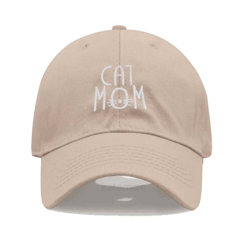 CAT MOM Embroidered Baseball Cap for Women Men Fashion Adjustable Soft Washed Cotton Dad Hat Unisex Classic Golf Caps