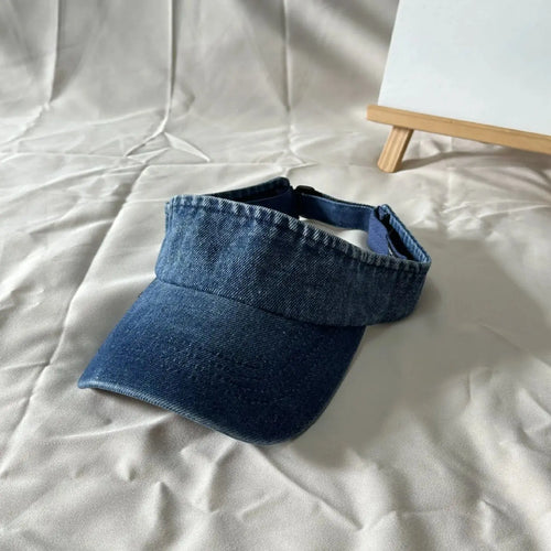 Denim Cloth Empty Top Hat Women Men Unisex Retro Visor Cap Female Sunshade British Style Women's Cap New
