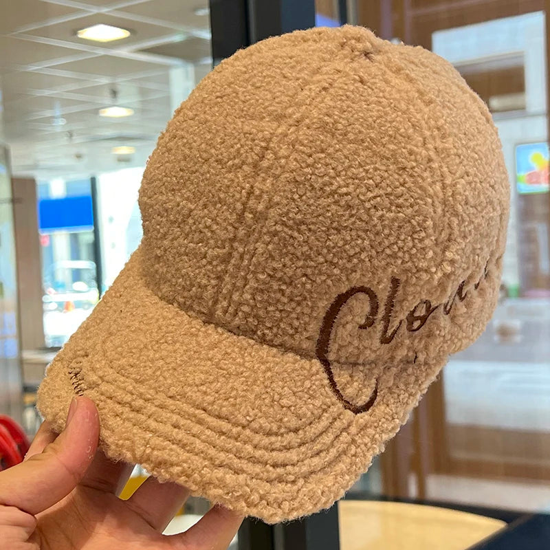 Autumn Winter Embroidery Letter Baseball Cap Cold proof Cap  Men Women Baseball Caps