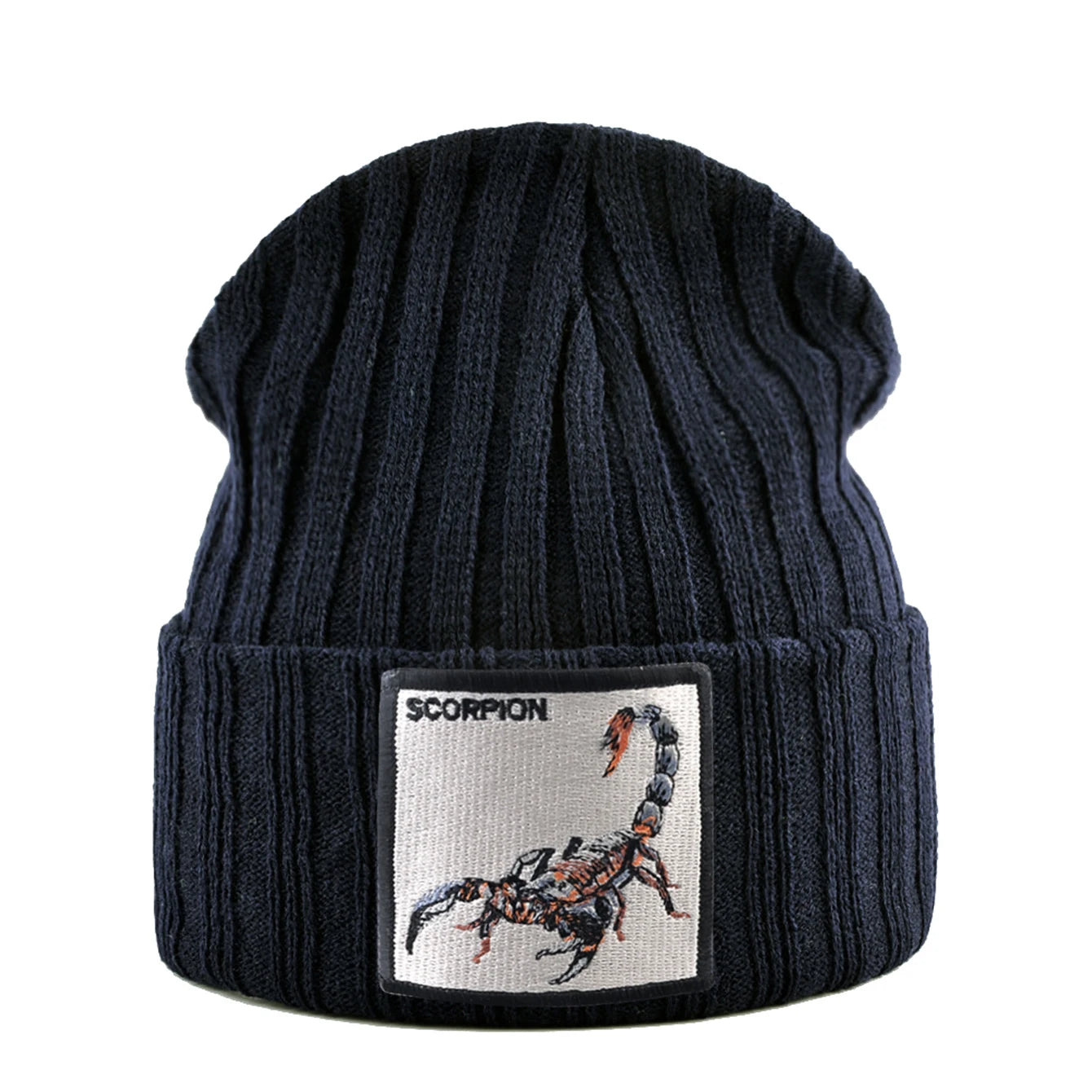 Unisex Black Beanie Hat With Animals Embroidery Patch Knitted Skull Cap For Men Women For Autumn Winter Streetwear Bonnet Hats